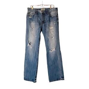 Aeropostale Essex Jeans Womens Size 34 32 Blue Straight Leg Distressed Grunge